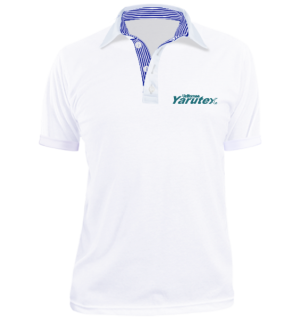 Comprar-Camiseta-Polux-Blanco-Ref-20-Cuello-Polo-Rayas-Azul-Manga-Corta-Poliester-Lafayette-Logo-Bordado-Empresas-Alimentos-Salud