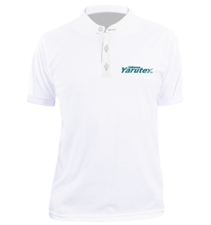 Comprar-Camiseta-Polux-Blanco-Ref-23-Cuello-Neru-Fondo-Entero-Manga-Corta-Poliester-Lafayette-Logo-Bordado-Empresas-Alimentos-Salud